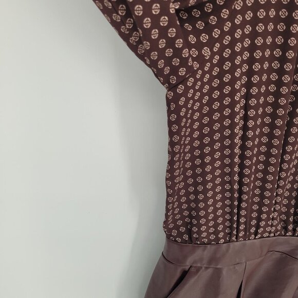 Express Medium Printed Faux leather tie neck long sleeve romper dark academia - Picture 3 of 13